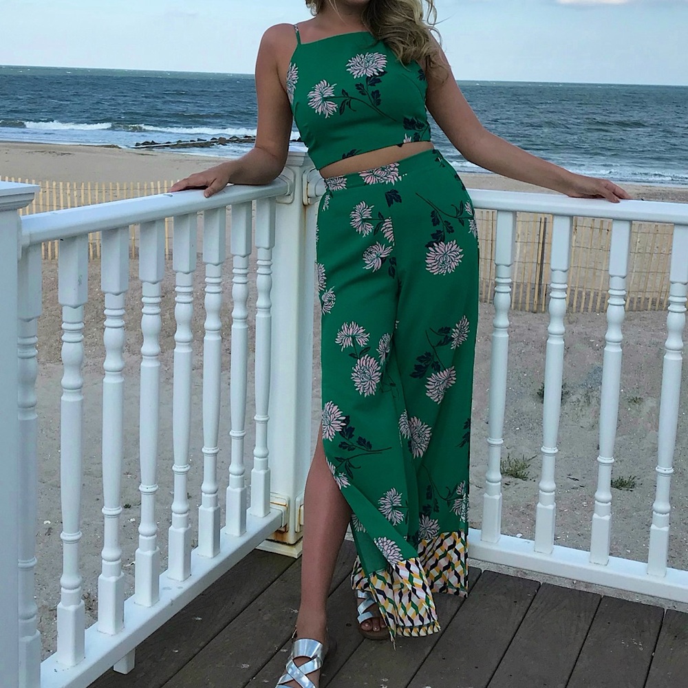 Beautiful Summer Green Floral Matching Coord Set